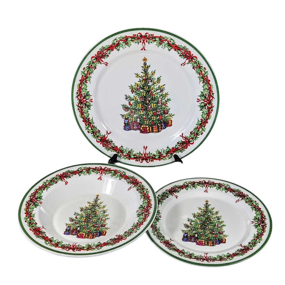 Christopher Radko Traditions Holiday Celebrations Christmas Dinnerware 3 Pieces